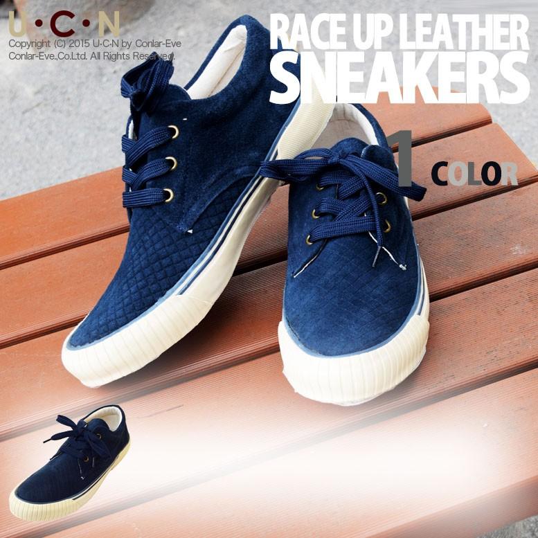 本革 スエード レースアップ スニーカー | 