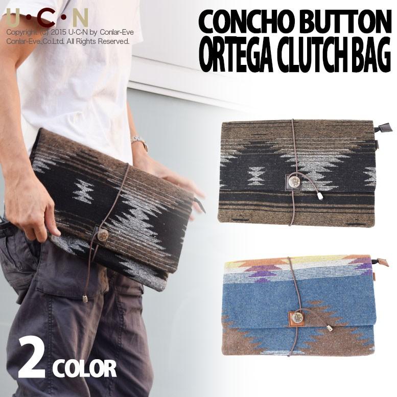 コンチョ付き オルテガ柄 クラッチバッグ | 