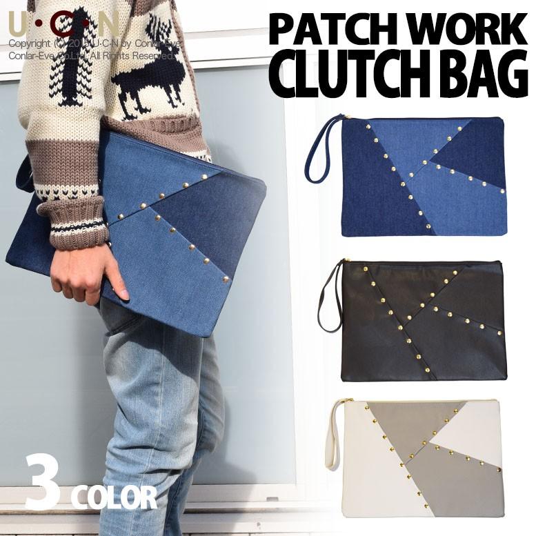 パッチワーク スタッズ クラッチバッグ | 