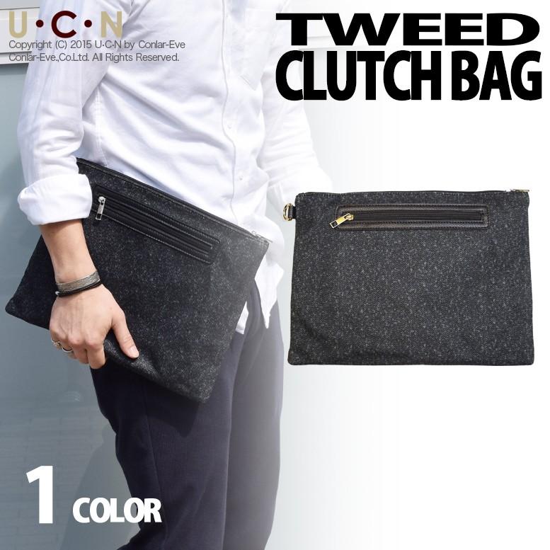 ツイード ネオレザー ダブルフェイス クラッチバッグ | 