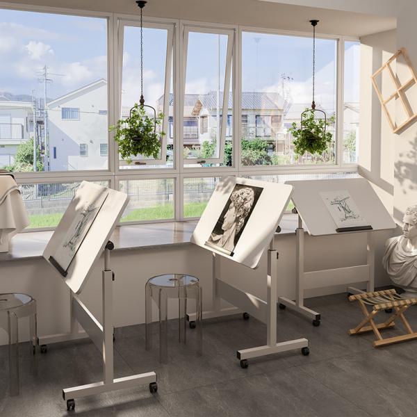 製図台 サイドテーブル 昇降式 キャスター ノートPC台 介護用テーブル