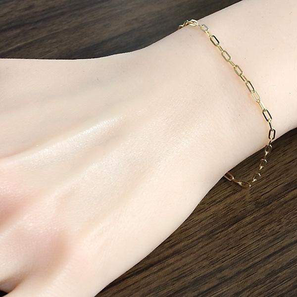 k18 ブレスレット 263583）18k チェーンブレス 角アズキ ブレスレット 18cm レディース