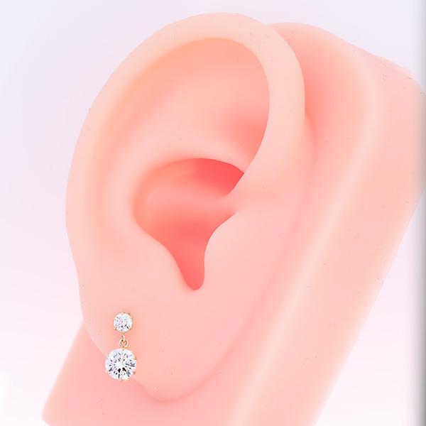 268861）3mm 5mm ピアス K18 18K YG イエローゴールド キュービック