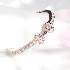 （ber-ed-0215）指輪 リング りぼんモチーフ ダイヤモンド リング 0.2カラット K18 YG/PG/WG レディース 女性 プレゼント 4月 誕生石 ファッションリ 爆買の画像