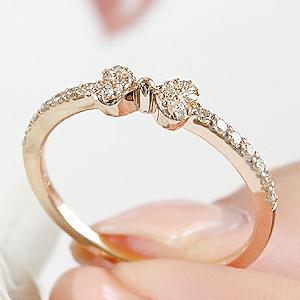（ber-ed-0215）指輪 リング りぼんモチーフ ダイヤモンド リング 0.2カラット K18 YG/PG/WG レディース 女性 プレゼント 4月 誕生石 ファッションリ 爆買の画像