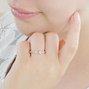 （ber-ed-0215）指輪 リング りぼんモチーフ ダイヤモンド リング 0.2カラット K18 YG/PG/WG レディース 女性 プレゼント 4月 誕生石 ファッションリ 爆買の画像