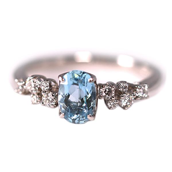 r238608）PT アクアマリンリング 0.7ct オーバル 3月 誕生石 アクア