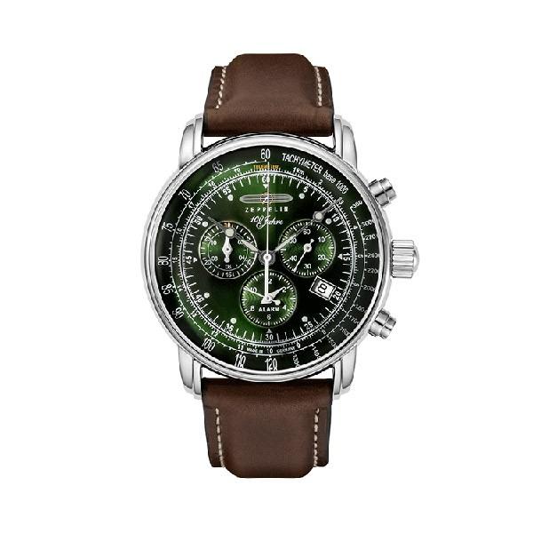 8680-4 ZEPPELIN ツェッペリン 100周年記念 緑 メタリック メンズ 腕時計 国内正規品 送料無料｜udetokei-watch｜02