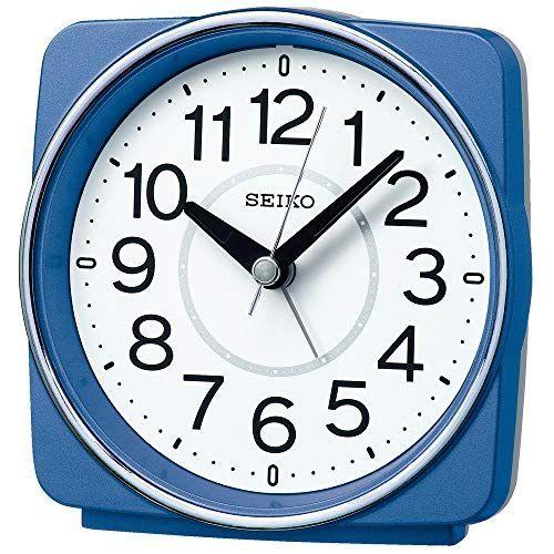 セイコークロック 置き時計 青メタリック 本体サイズ:10.8×11.0×6.0cm 目覚まし時計 電波 アナログ KR335L