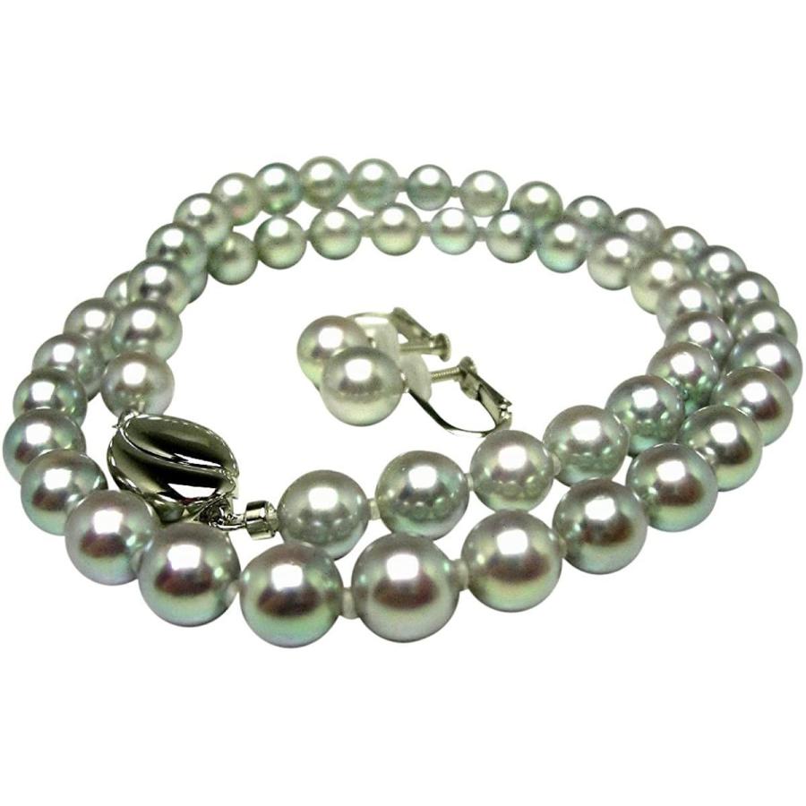 【国産】 Isowa Pearl（伊勢志摩の真珠専門店 イソワパール） アコヤ真珠 ネックレス イヤリング セット 7.0-7.5mm シルバーブルー 【BC7884792103】(28672円)