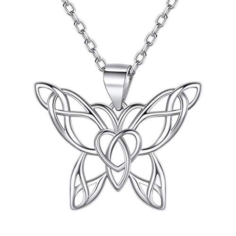 ChicSilver 蝶 バタフライ ネックレス レディース 人気 シルバー925 ケルト 結び目 透かし プラチナ アクセサリー