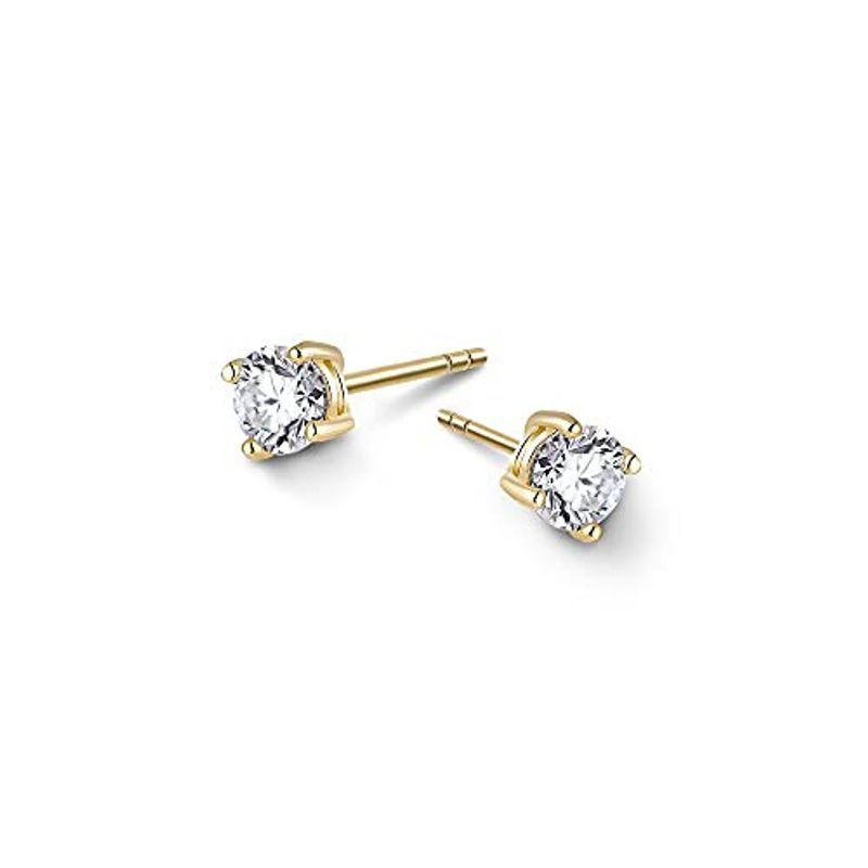 Gift from New York ピアス レディース モアサナイト 一粒 0.3ct 18金 イエローゴールド 加工 ブランド 女性