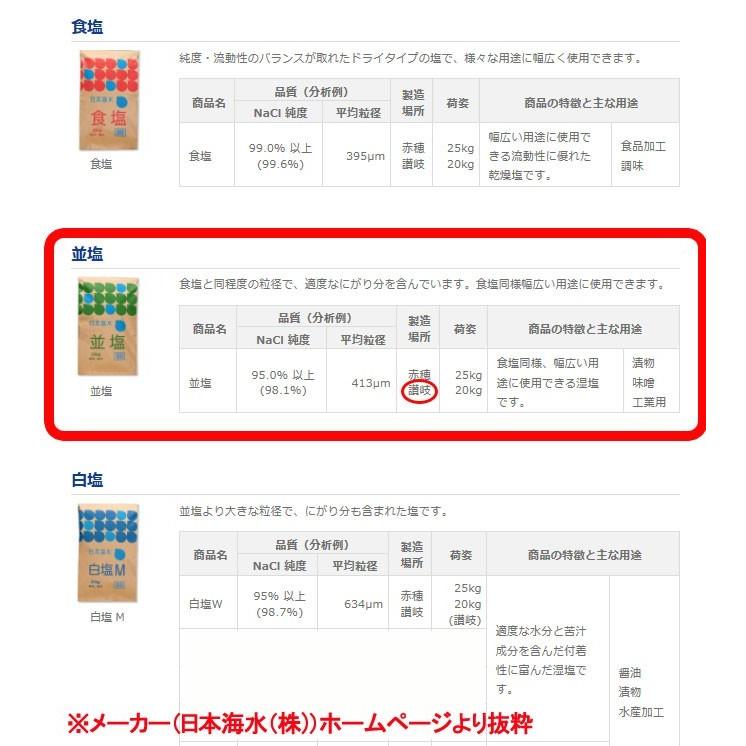 塩 業務用 日本海水 並塩 20kg (讃岐工場)　 |  | 02