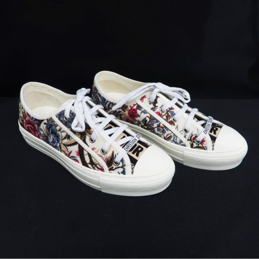 名東】ディオール 花柄 刺繍 スニーカー サイズ38 レディース