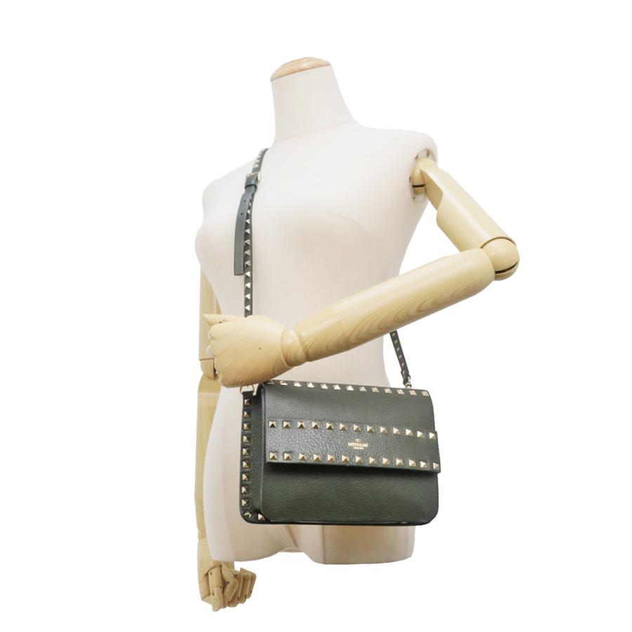 名東】ヴァレンティノ ロックスタッズ ショルダーバッグ カーキ