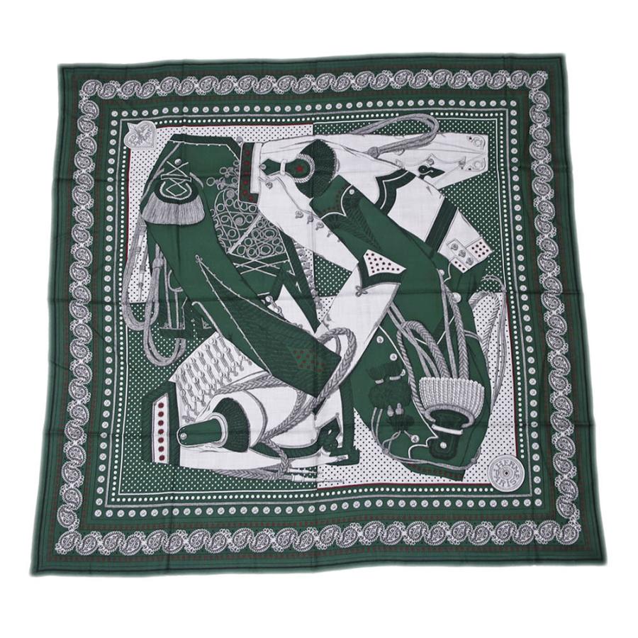 名東】エルメス カレ140 スカーフ Zouaves et Dragons カシミア シルク