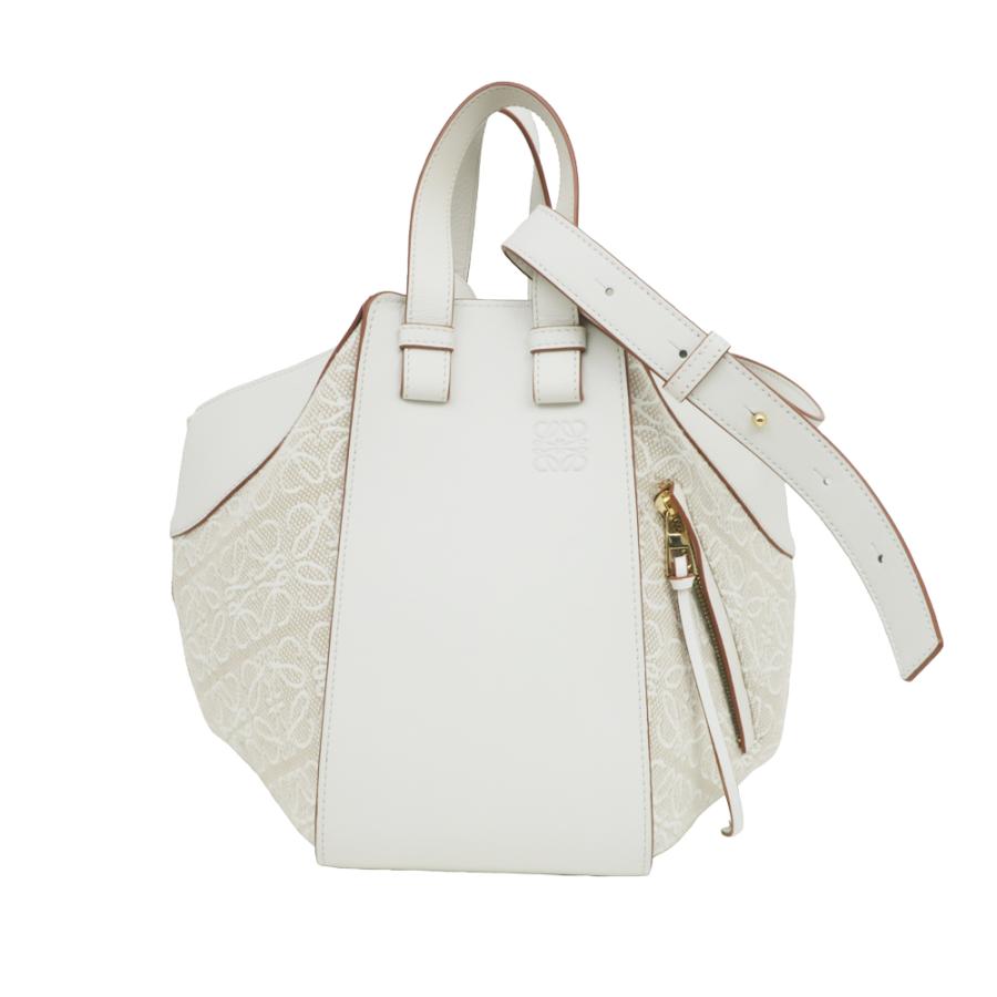 名東】ロエベ ハンモックバッグ スモール 2WAY ホワイト系 ショルダー