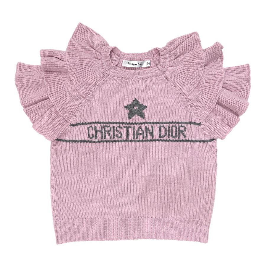 極美品★Christian Dior クリスチャンディオール 344S13BM003 カシミヤ100％ ロゴデザイン 袖フリル 半袖ニット ピンク 42 イタリア製 正規品 レディース 名東】ディオール 半袖ニット フリル 36サイズ ピンク 344S13BM003
