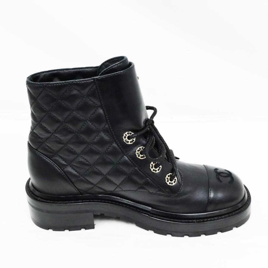 CHANEL シャネル ココマーク レザー ショートブーツ ブラック 37 名東】シャネル マトラッセ ココマーク レザー ショートブーツ