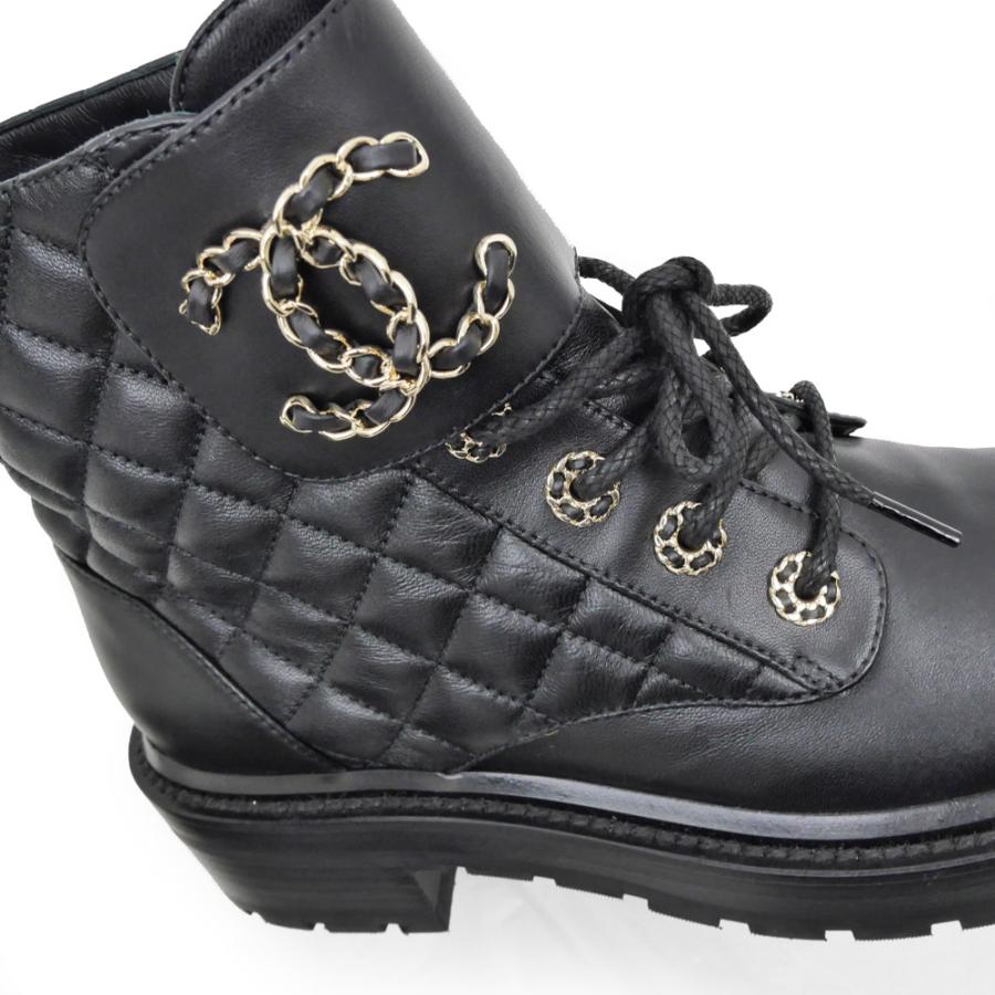 名東】シャネル マトラッセ ココマーク レザー ショートブーツ