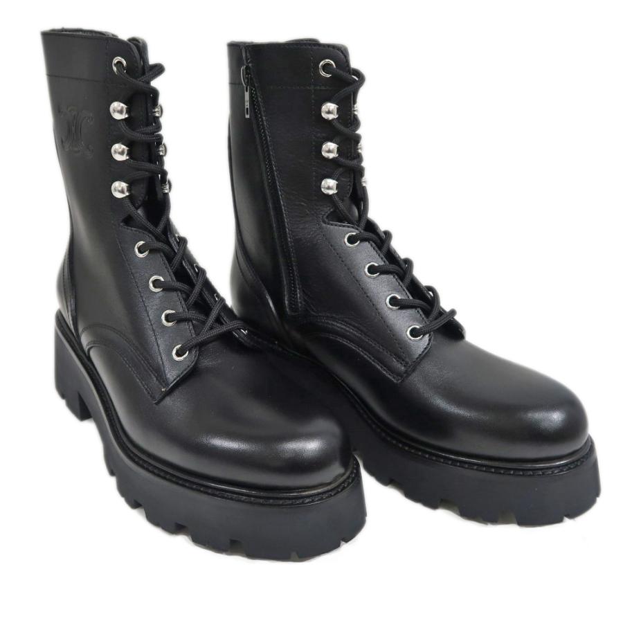 【美品】CELINE セリーヌ　レースアップブーツ　レザーシューズ ☆Celine☆バルキー レースアップブーツ (CELINE/ショートブーツ