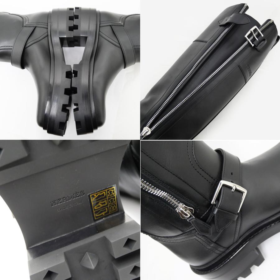 エルメスHERMÈSレザー ロングブーツ37ブラック新品未使用レディースシューズ 新品未使用 HERMESエルメス ロングブーツ 《ホース》 ブラック