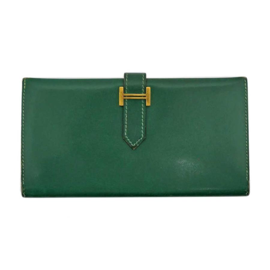 名東】【HERMES】エルメス ベアン クラシック ボックスカーフ グリーン 