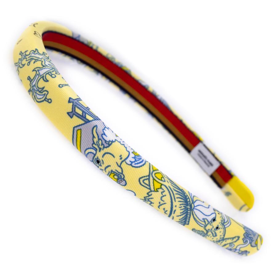 名東】【HERMES】エルメス カチューシャ エルザ シルク イエロー