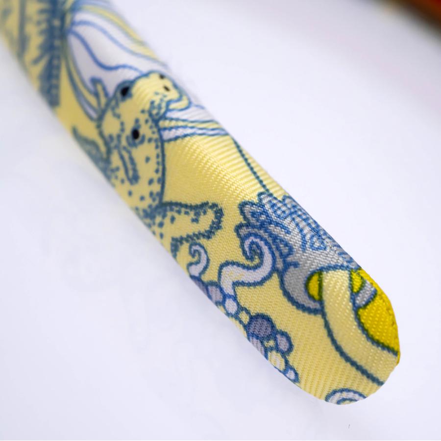 エルメスのカチューシャ、イエロー 名東】【HERMES】エルメス カチューシャ エルザ シルク イエロー