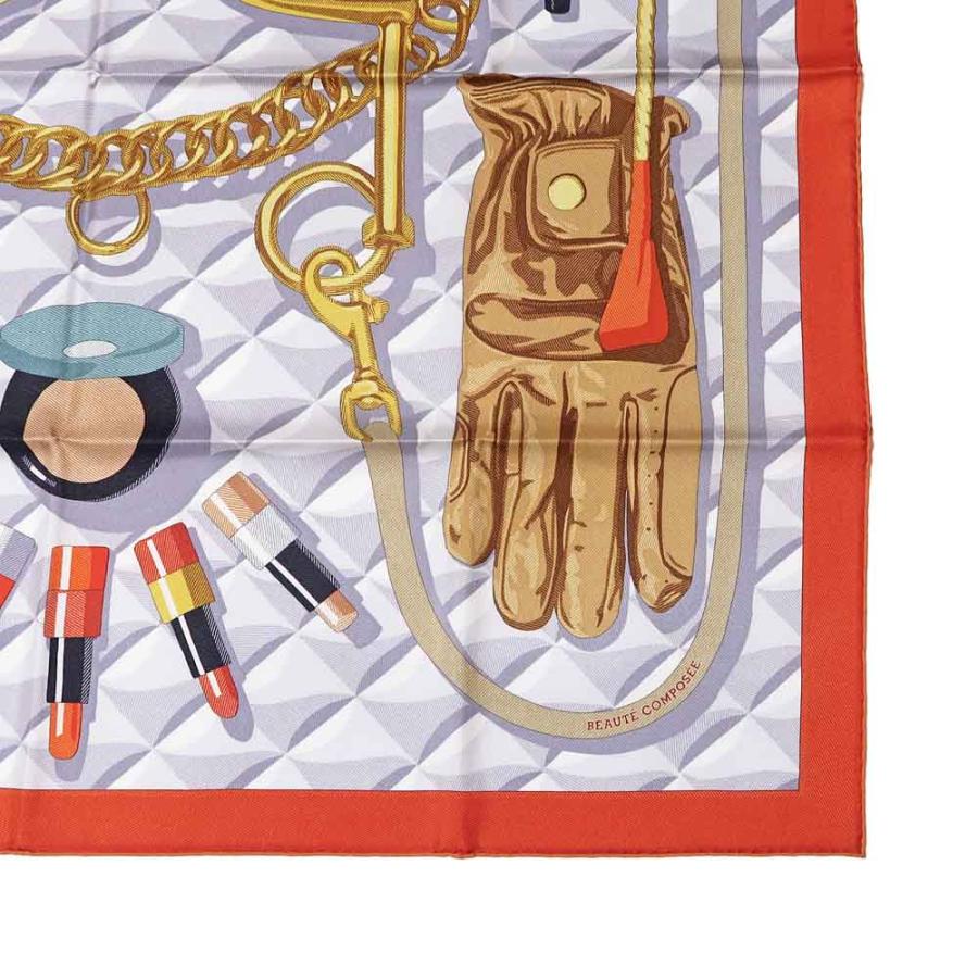 名東】エルメス カレ90 スカーフ BEAUTE COMPOSEE シルク100