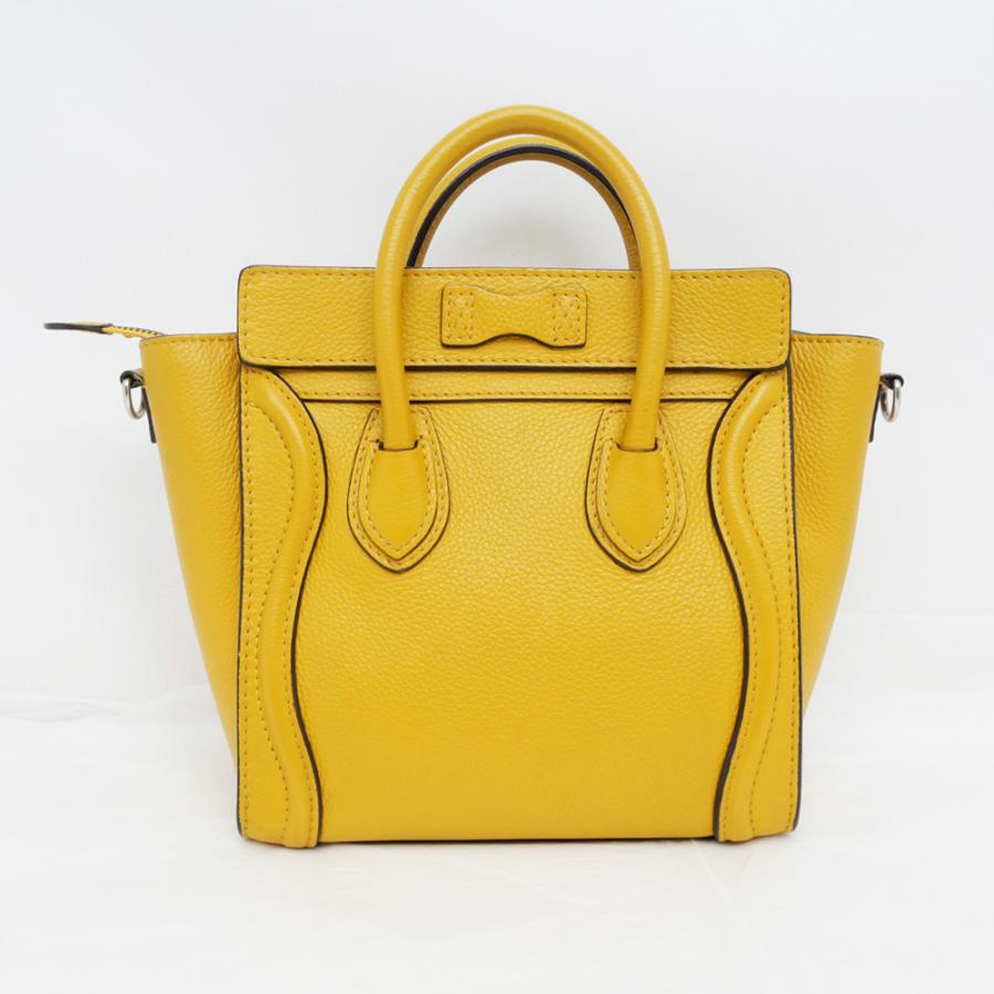 CELINE ラゲージ　ナノ　イエロー ハンドバッグ ショルダーバッグ 名東】セリーヌ ラゲージナノショッパー イエロー ショルダー