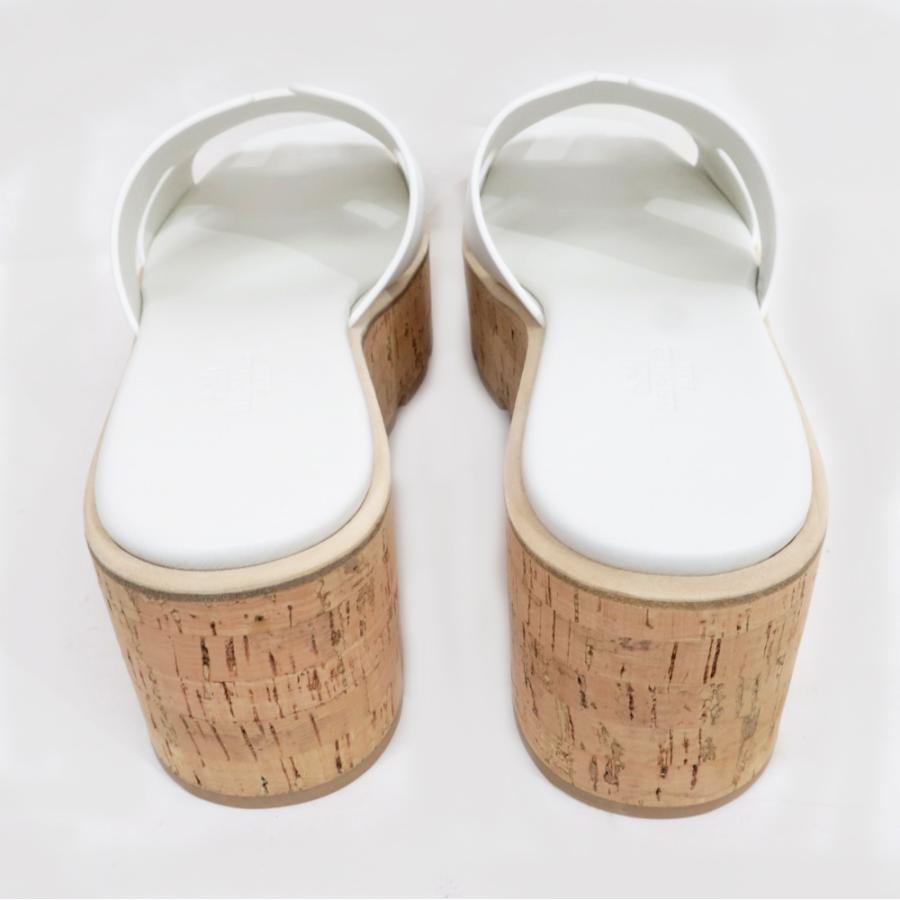 エルメス　エズ　ホワイト　サンダル　美品　38 名東】エルメス エズ サンダル サイズ38 レザー ホワイト 白