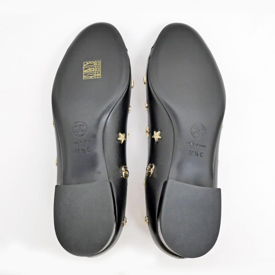 名東】シャネル パンプス バレリーナ アイコンスタッズ ブラック