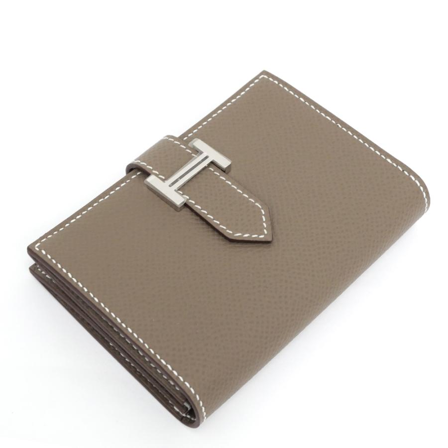 名東】エルメス ベアン カードケース エトゥープ シルバー金具