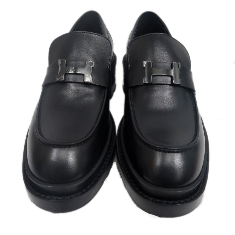 HERMES ローファー　38サイズ 名東】エルメス モカシン ルーブル サイズ38 ブラック 黒 カーフ