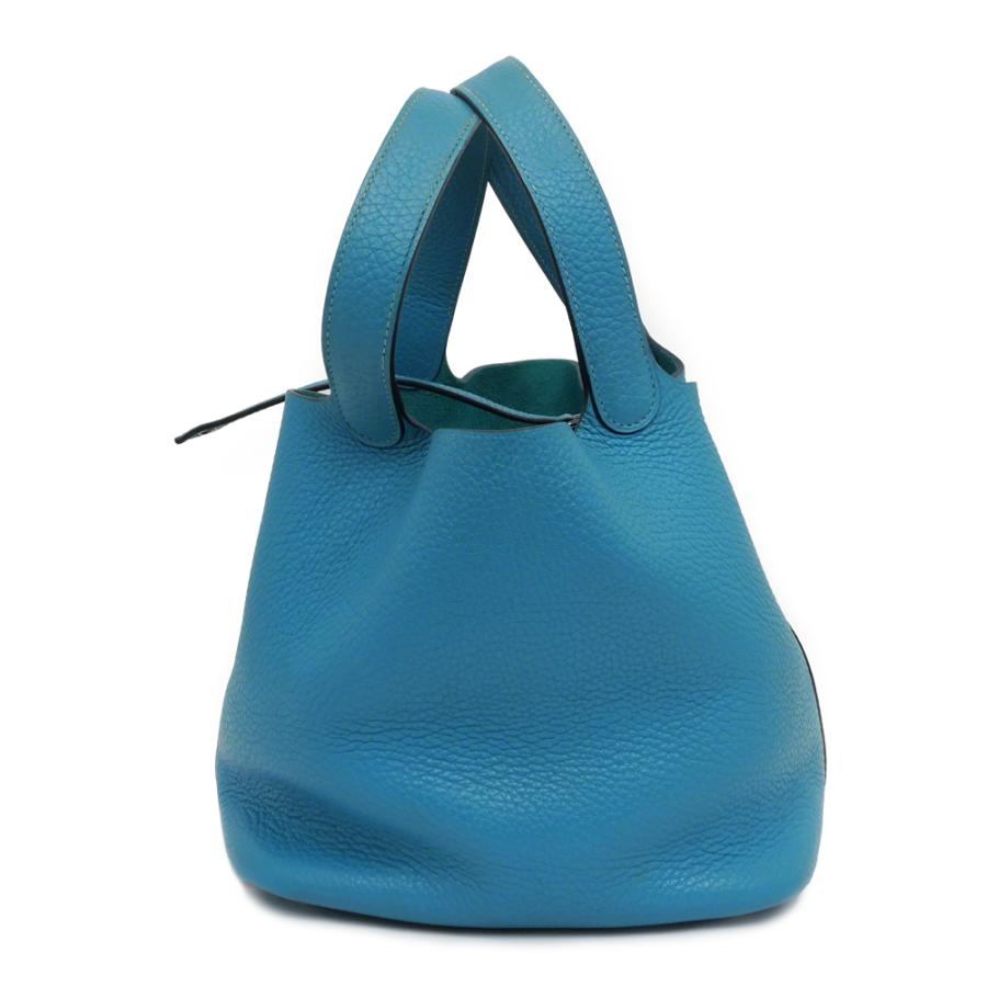 【美品】エルメス ピコタンロック MM トリヨン エタン ハンドバッグ 名東】エルメス ピコタンロックMM ターコイズ トリヨンクレマンス □R