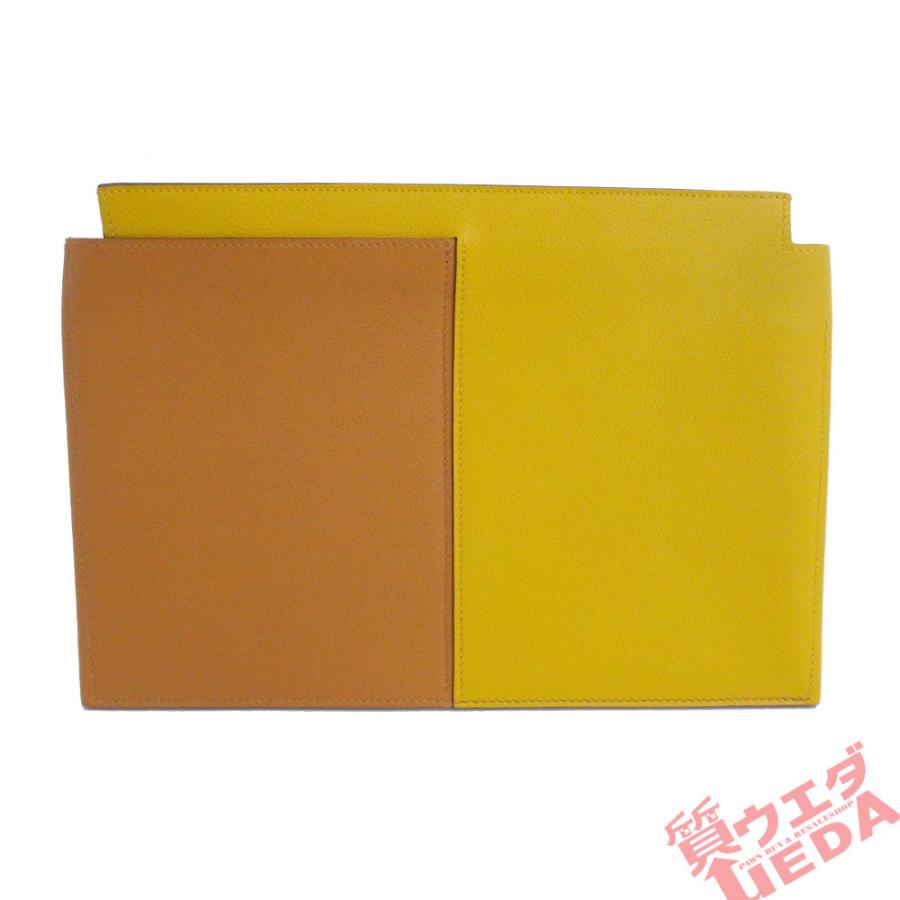 売り切れ必至 イエロー ブラウン バイカラー レザー クラッチバッグ 名古屋 エルメス あの有名なcmでおなじみ 愛知県名古屋市の老舗質屋 質ウエダ C刻印 美品 レディース メンズ バッグ Affaires Sociales Gouv Cg