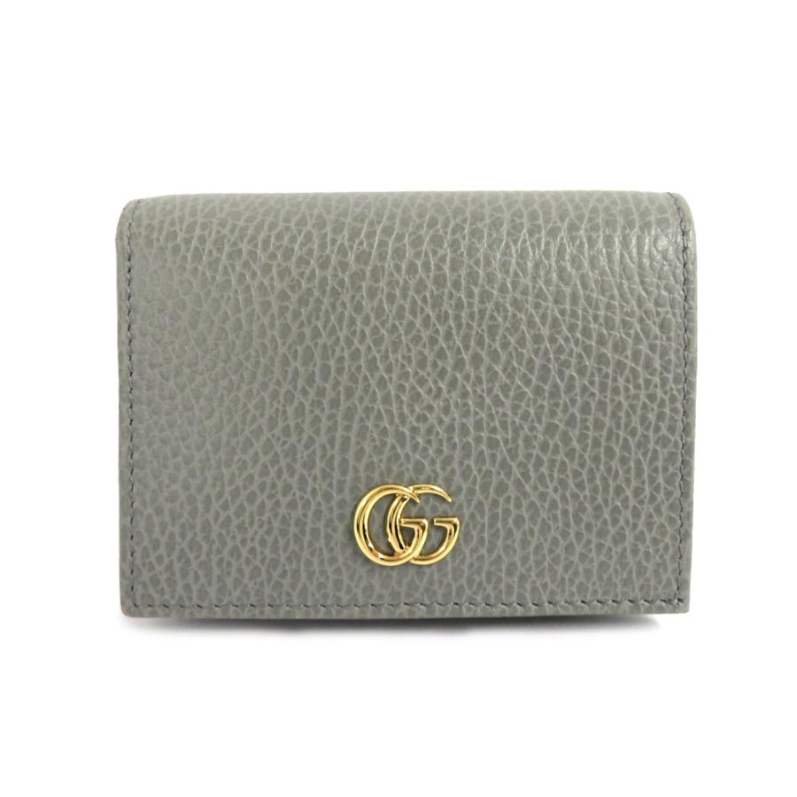 名古屋】グッチ GGマーモント レザー カードケース 456126 グレー GD