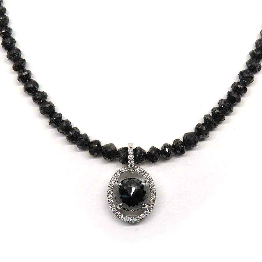 名古屋】【JEWELRY】ネックレス K18WG ホワイトゴールド ブラック  