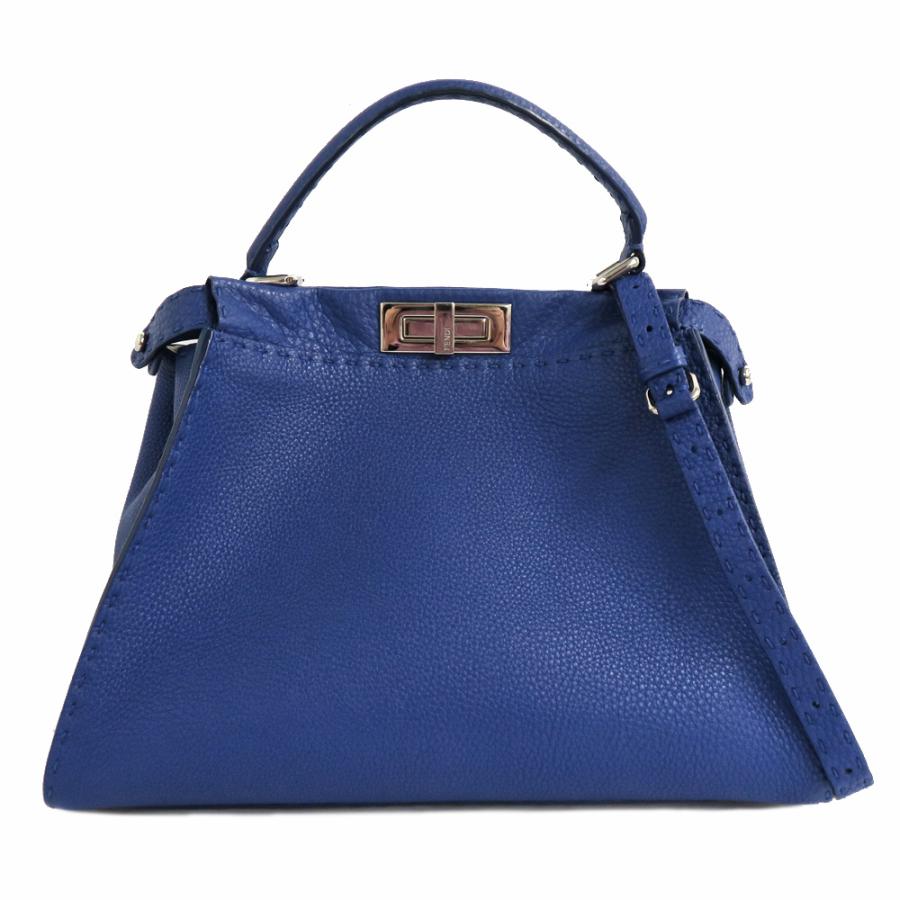 FENDI 2WAYバッグ マイクロ ピーカブー ハンドバッグ ブルー Aランク