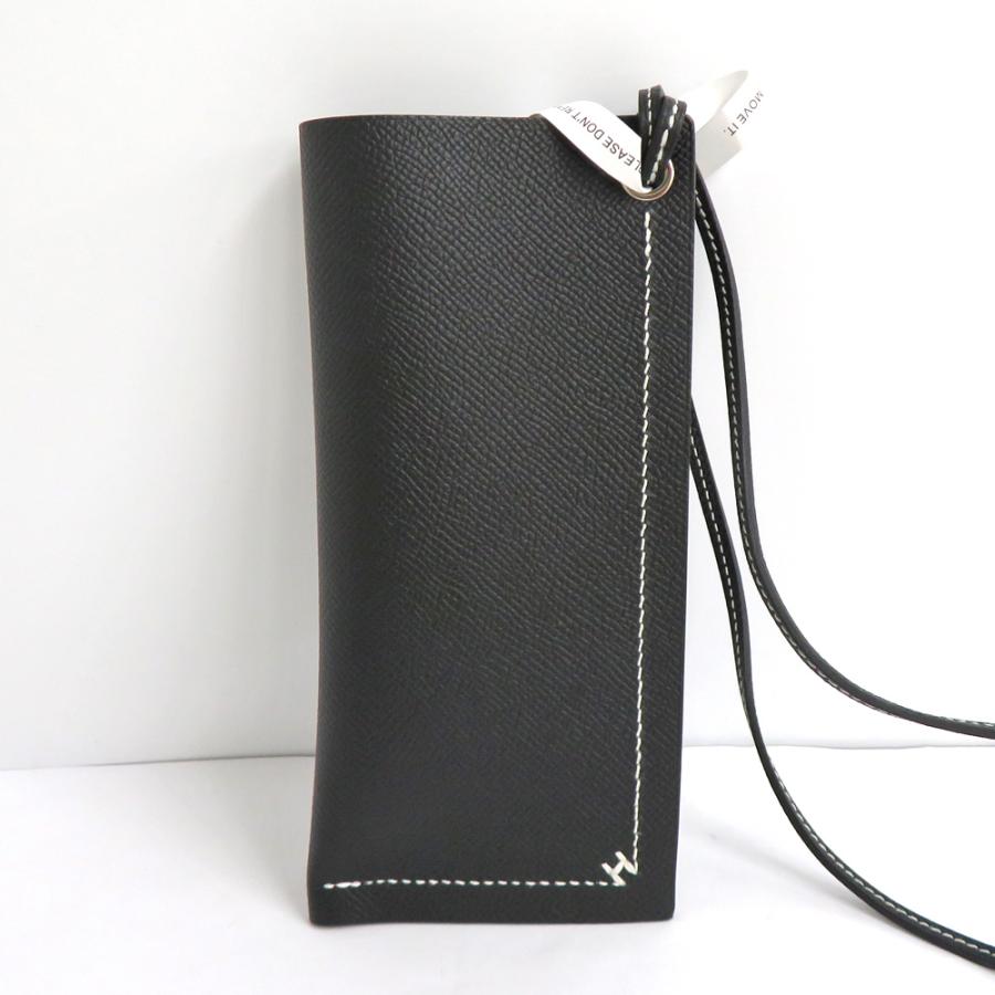 HERMES ケース 黒 レザー Made in France HERMES エルメス カルヴィ カードケース レザー ユニセックス