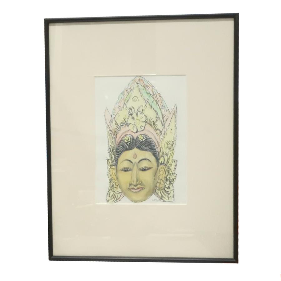 日本産 栄 加納睦久 ジャワの面 1994 デッサン スケッチ 人物画 絵画 美術品 額付き 保障できる Turningheadskennel Com