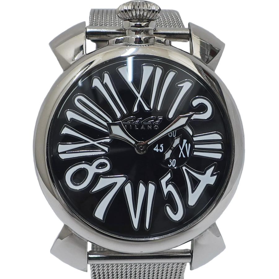 栄】GAGAMILANO ガガミラノ マヌアーレ スリム 46mm SS ブラック 黒