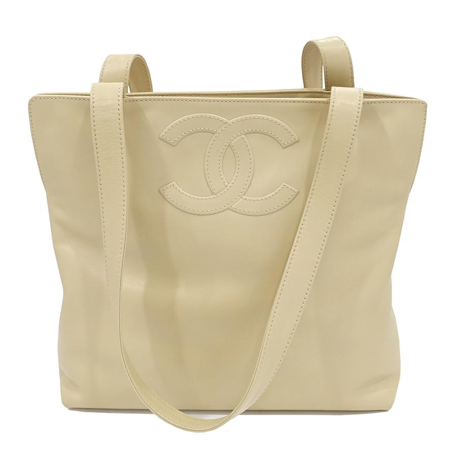 栄】シャネル CHANEL トートバッグ ラムスキン ココマーク BEカラー/GD  