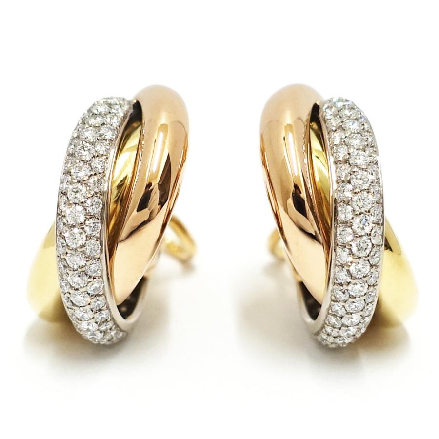 栄】カルティエ トリニティ ピアス ダイヤモンド 3カラー ジュエリー  