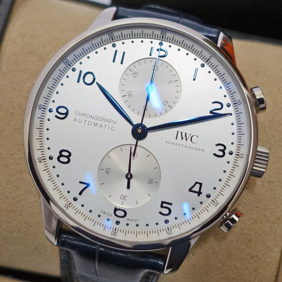 【栄】新品同様 IWC ポルトギーゼ クロノグラフ IW371605 シルバー メンズ SS レザー 自動巻き 腕時計 2023年 男｜ueda-shopping｜02