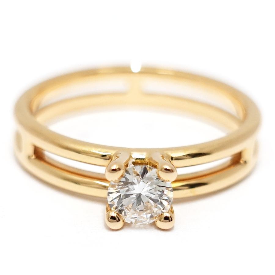 栄】エルメス K18PG アリアンヌ ダイヤモンド 0.25ct リング 指輪 一粒