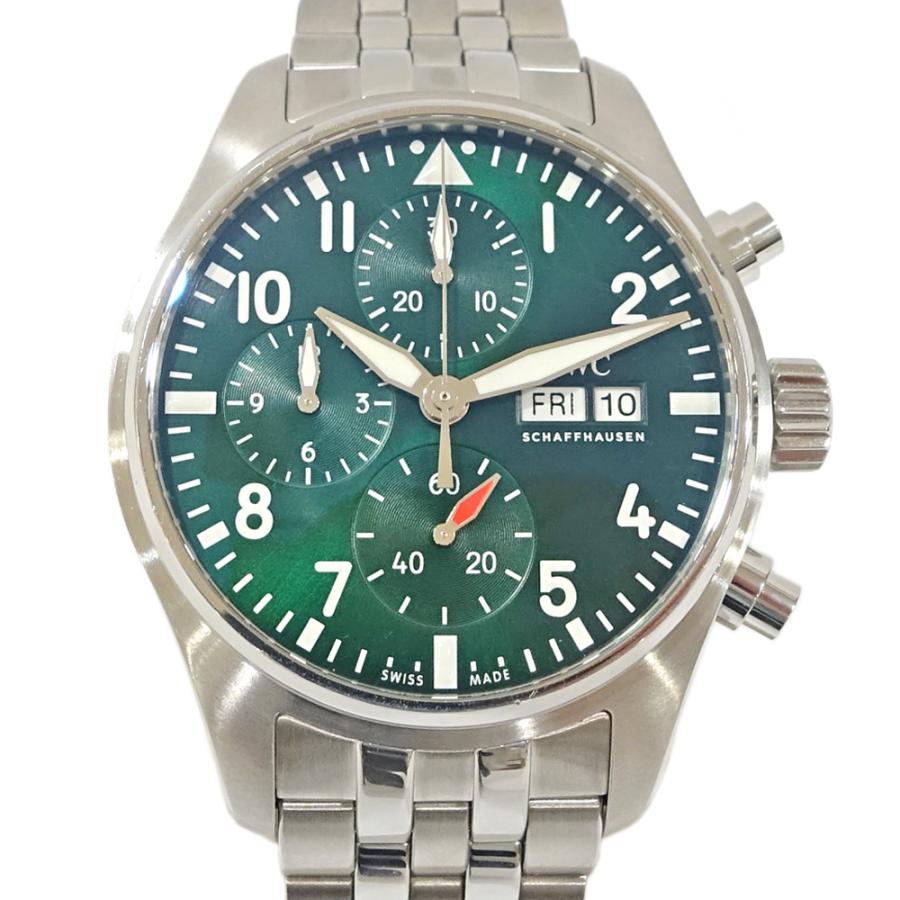 栄】IWC パイロットウォッチ クロノグラフ IW388104 SS グリーン 自動 