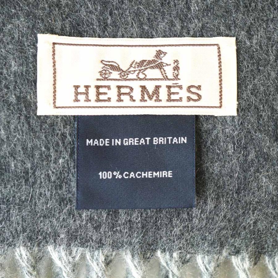 HERMES カシミヤ マフラー グレー/ホワイト フリンジ付き HERMÈS カシミヤ100% グレー マフラー 楽天市場】エルメス