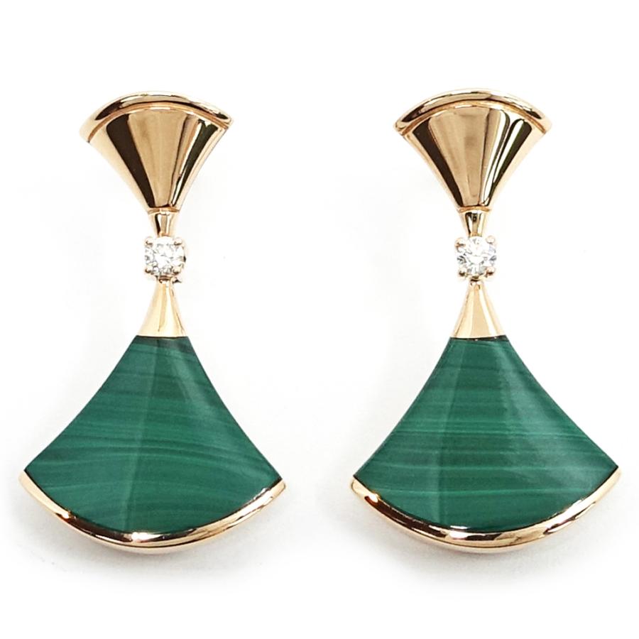 ブルガリ ディーヴァドリーム マラカイト ダイヤ ピアス 750(PG)4.4g